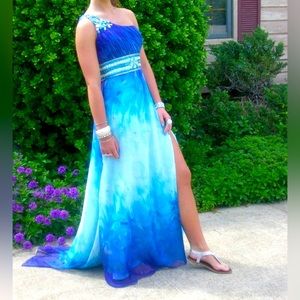 One Shoulder Jeweled Long Dress (Prom Homecoming)